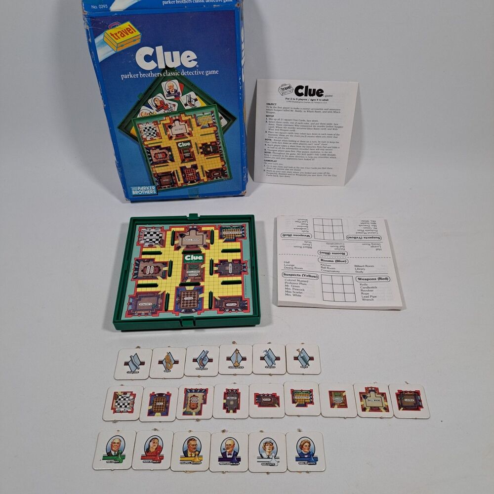 TRAVEL CLUE Board Game Complete 1990 Parker Brothers Vintage